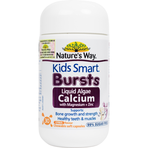 Thực phẩm bảo vệ sức khỏe Nature's Way Kids Smart Bursts Calcium With Magnesium + Zinc+ D3K2