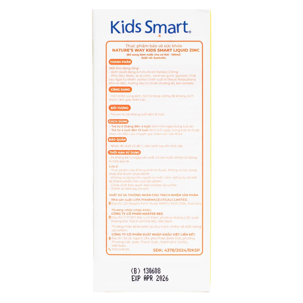 Combo 2 Thực phẩm bảo vệ sức khỏe Nature’s Way Kids Smart Liquid ZinC