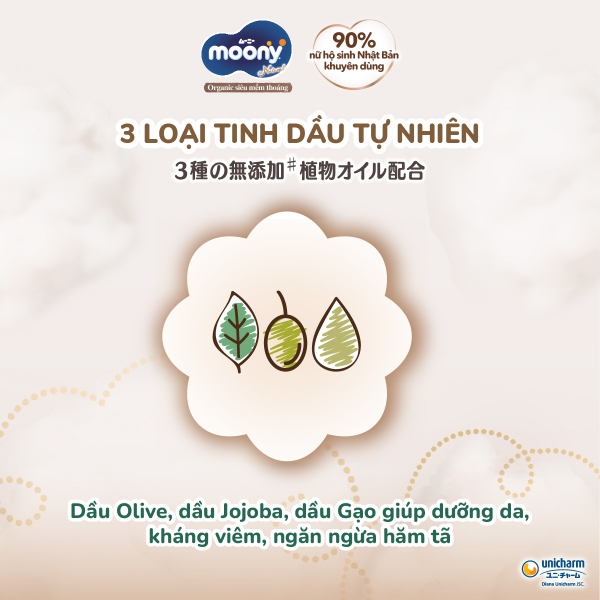 Combo 2 gói Bỉm tã dán Moony Natural size L 38 miếng (9-14kg)