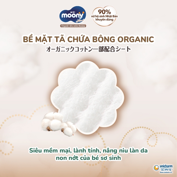 Combo 2 gói Bỉm tã dán Moony Natural size L 38 miếng (9-14kg)