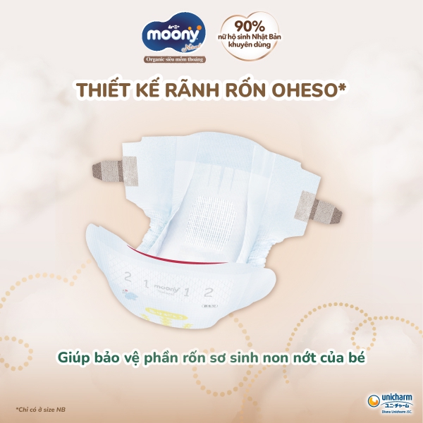 Combo 2 gói Bỉm tã dán Moony Natural size L 38 miếng (9-14kg)