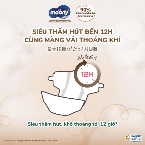 Combo 2 gói Bỉm tã dán Moony Natural size L 38 miếng (9-14kg)