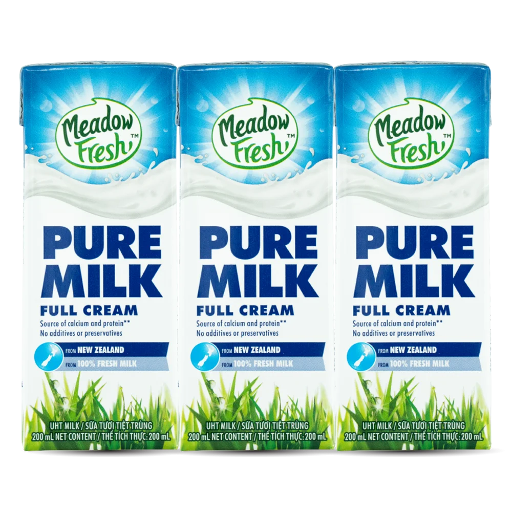 Sữa tươi tiệt trùng Nguyên kem nhãn hiệu Meadow Fresh 200ML (Lốc 3 hộp)