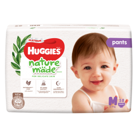 Quà tặng khi mua Combo 2 gói Bỉm tã quần Huggies Platinum Nature Made M size 58 miếng (6-11kg)