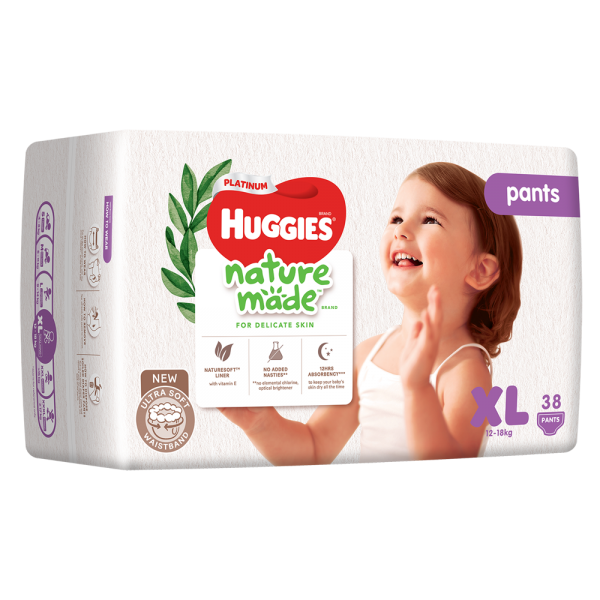 Combo 4 gói Bỉm tã quần Huggies Platinum Nature Made size XL 38 miếng (12-18kg)