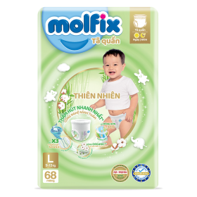 Quà tặng khi mua Combo 3 Bỉm tã quần Molfix thiên nhiên (XL, 12-17kg, 62 miếng) (giao bao bì ngẫu nhiên)