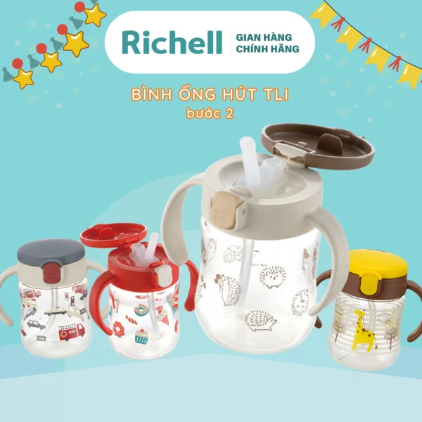 Bình ống hút TLI Richell 200ml (Vàng, RC20356)