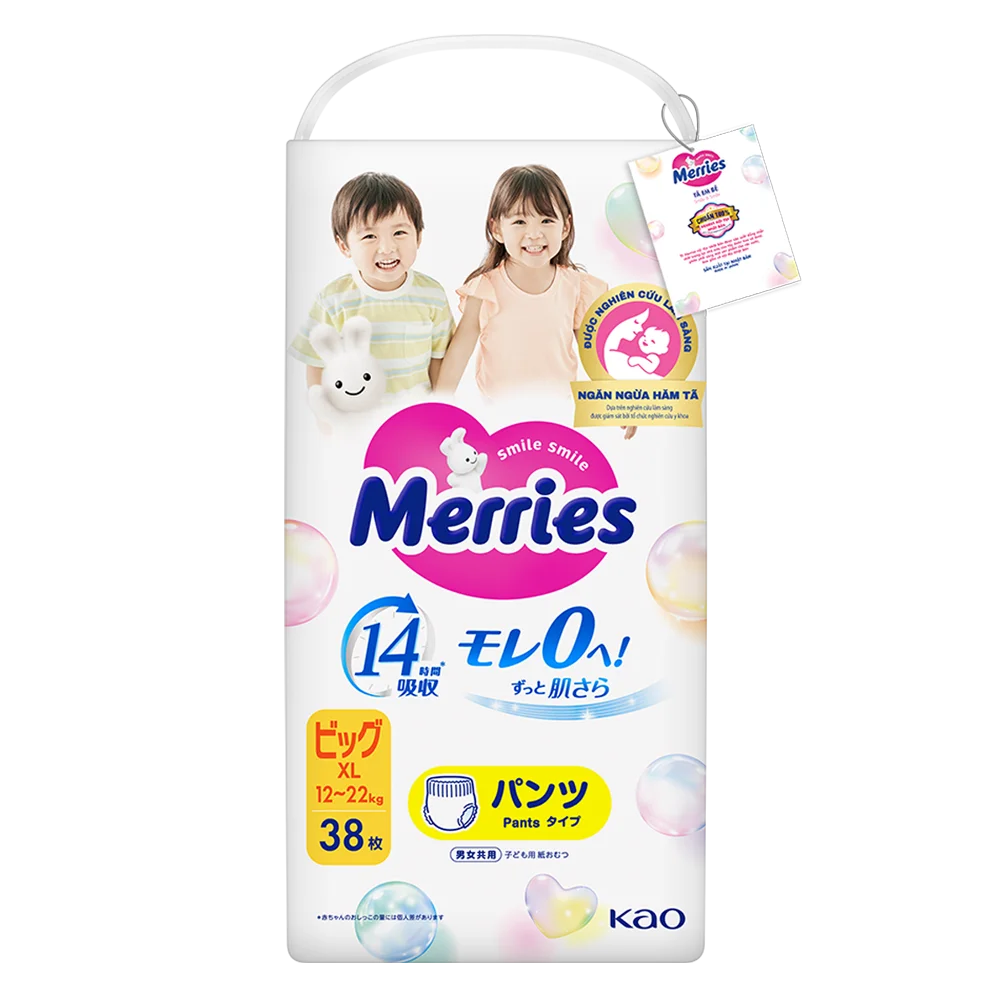 Tã quần Merries (XL, 12-22kg, 38 miếng) (giao bao bì ngẫu nhiên)