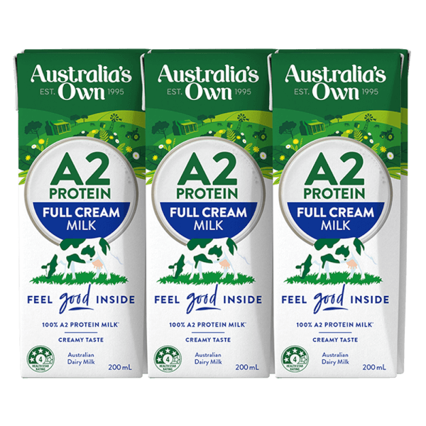 Sữa tươi tiệt trùng nguyên kem Australia's Own A2 Lốc 3x200ml (Giao bao bì ngẫu nhiên)
