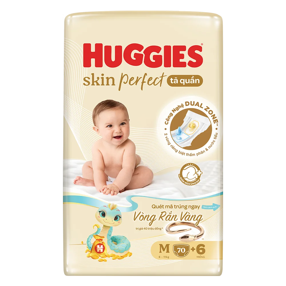 Tã quần Huggies SkinPerfect Pants (M, 6-11kg, 70+6 miếng) (giao bao bì ngẫu nhiên)