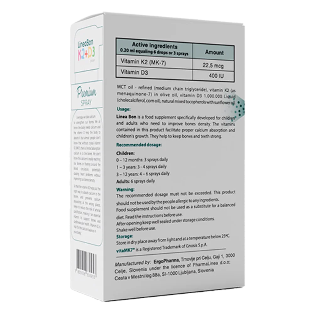 Thực phẩm bảo vệ sức khỏe LineaBon K2+D3 Spray dạng xịt