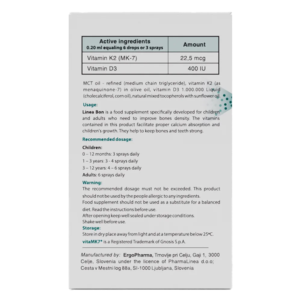 Thực phẩm bảo vệ sức khỏe LineaBon K2+D3 Spray dạng xịt