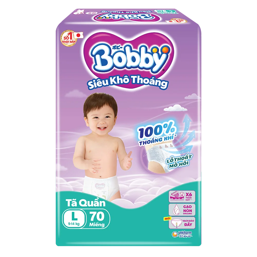 Tã quần Bobby size L, 70 miếng (giao bao bì ngẫu nhiên)