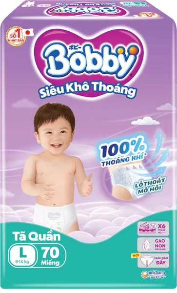 Tã quần Bobby size L, 70 miếng (giao bao bì ngẫu nhiên)
