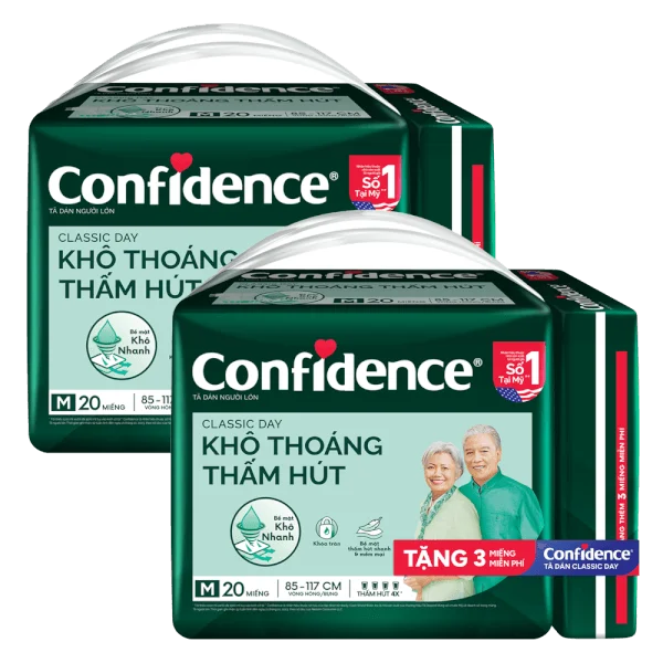 Combo 2 Tã dán người lớn Confidence Khô thoáng, thấm hút (size M, 20M)