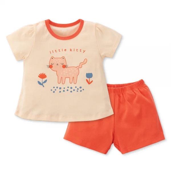 Bộ bé gái ngắn Animo Easy LU0325012 (1-4Y,Kem-hồng, TT02)