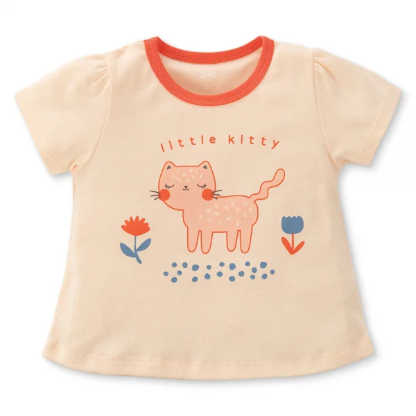 Bộ bé gái ngắn Animo Easy LU0325012 (1-4Y,Kem-hồng, TT02)