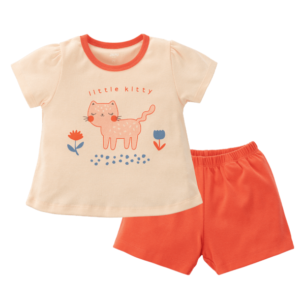 Bộ bé gái ngắn Animo Easy LU0325012 (1-4Y,Kem-hồng, TT02)