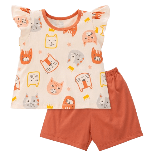 Bộ bé gái ngắn Animo Easy TQ0325001 (1-4Y,Be-Nâu,TT04)