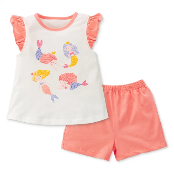 Bộ bé gái ngắn Animo Easy TX0225025 (1-4Y,Trắng-hồng,TT02)