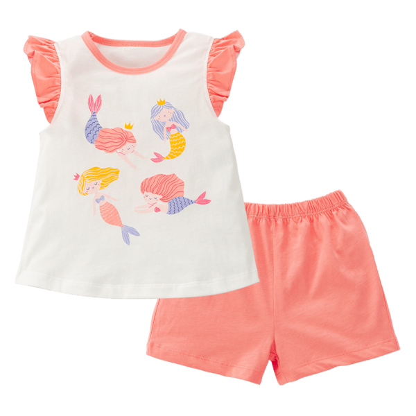 Bộ bé gái ngắn Animo Easy TX0225025 (1-4Y,Trắng-hồng,TT02)