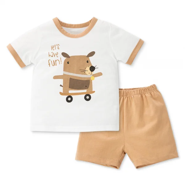 Bộ bé trai ngắn Animo Easy HN0225033 (1-4Y,Trắng-be,NN02)