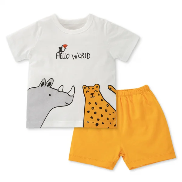 Bộ bé trai ngắn Animo Easy HN0225012 (1-4Y,Trắng-vàng,TT02)