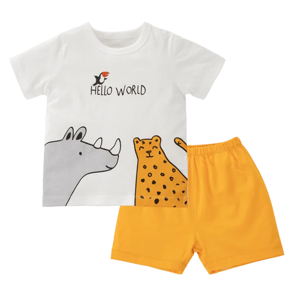 Bộ bé trai ngắn Animo Easy HN0225012 (1-4Y,Trắng-vàng,TT02)