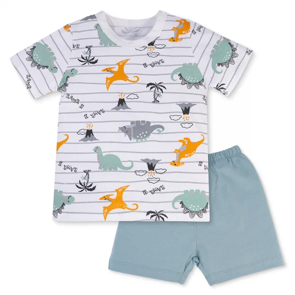 Bộ bé trai ngắn Animo Easy HN0325040 (1-4Y,Trắng-lá,NN03)