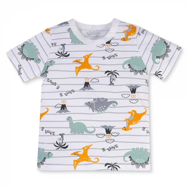 Bộ bé trai ngắn Animo Easy HN0325040 (1-4Y,Trắng-lá,NN03)