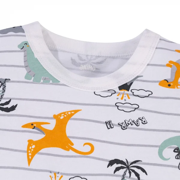 Bộ bé trai ngắn Animo Easy HN0325040 (1-4Y,Trắng-lá,NN03)