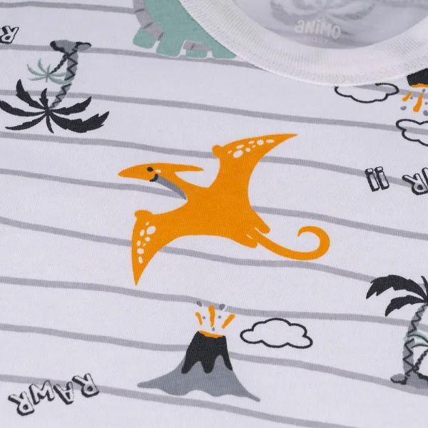 Bộ bé trai ngắn Animo Easy HN0325040 (1-4Y,Trắng-lá,NN03)