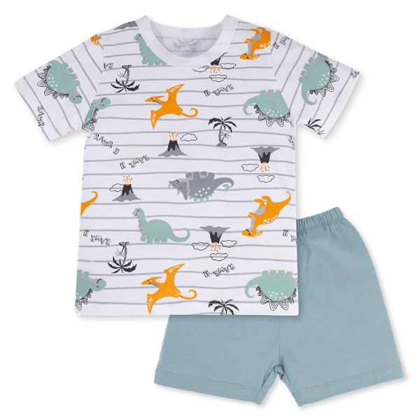 Bộ bé trai ngắn Animo Easy HN0325040 (1-4Y,Trắng-lá,NN03)