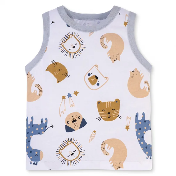 Bộ bé trai sát nách Animo Easy HN0325008 (1-4Y,Trắng-biển,NN03)