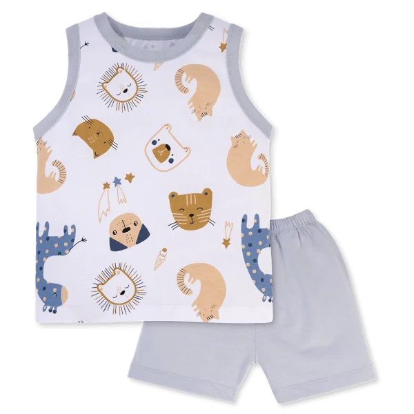 Bộ bé trai sát nách Animo Easy HN0325008 (1-4Y,Trắng-biển,NN03)