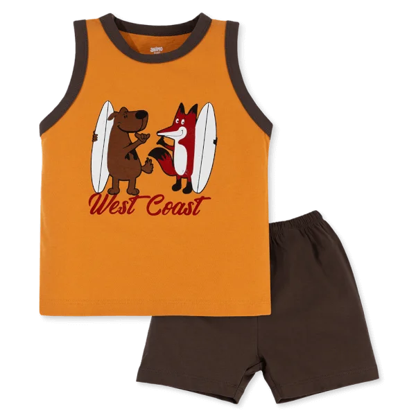 Bộ bé trai ngắn Animo Easy HN0225031 (1-4Y,Vàng-nâu,TT02)