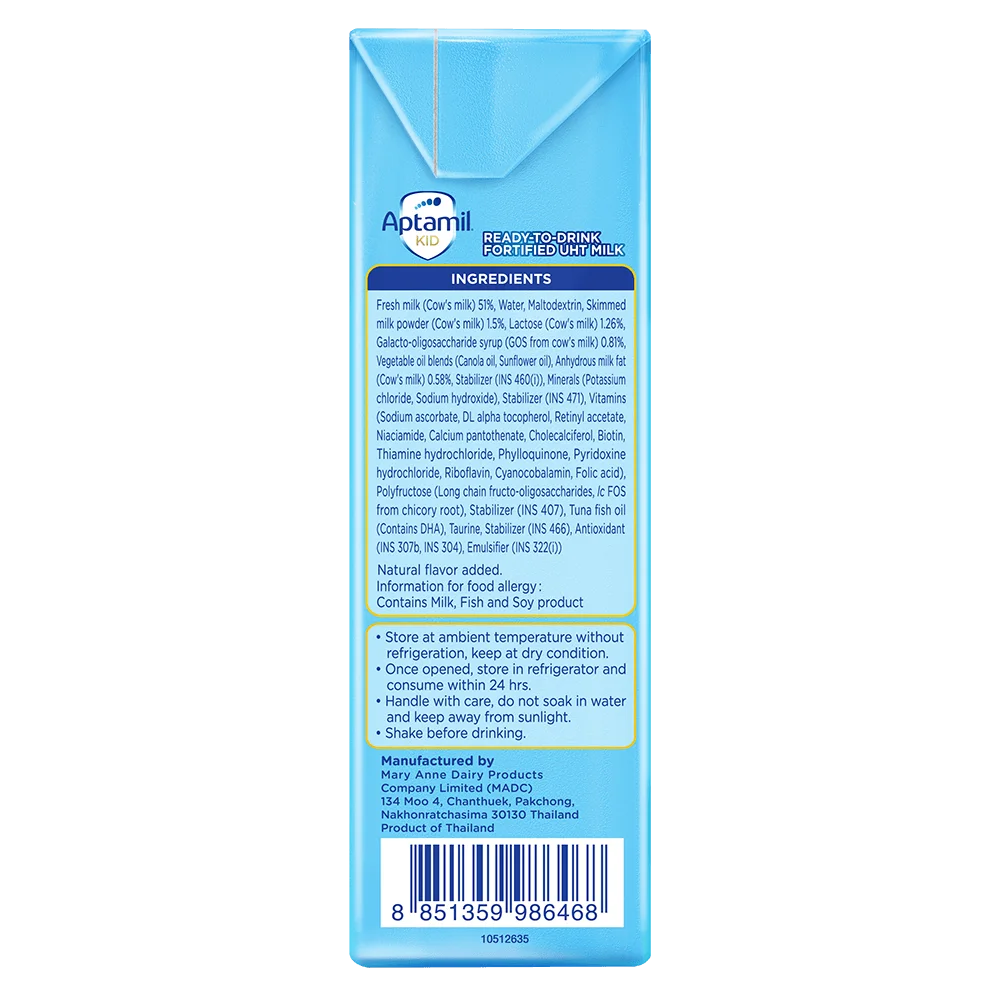 Thùng Sữa dinh dưỡng pha sẵn Aptamil Kid 180ml, lốc 3 hộp (Từ 1 tuổi)