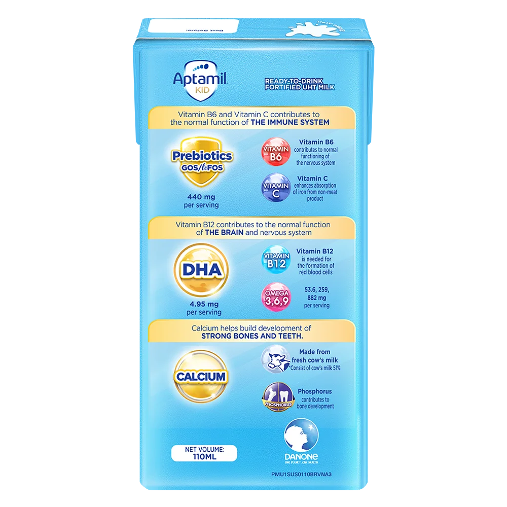 Sữa dinh dưỡng pha sẵn Aptamil Kid 110ml, lốc 3 hộp (Từ 1 tuổi)