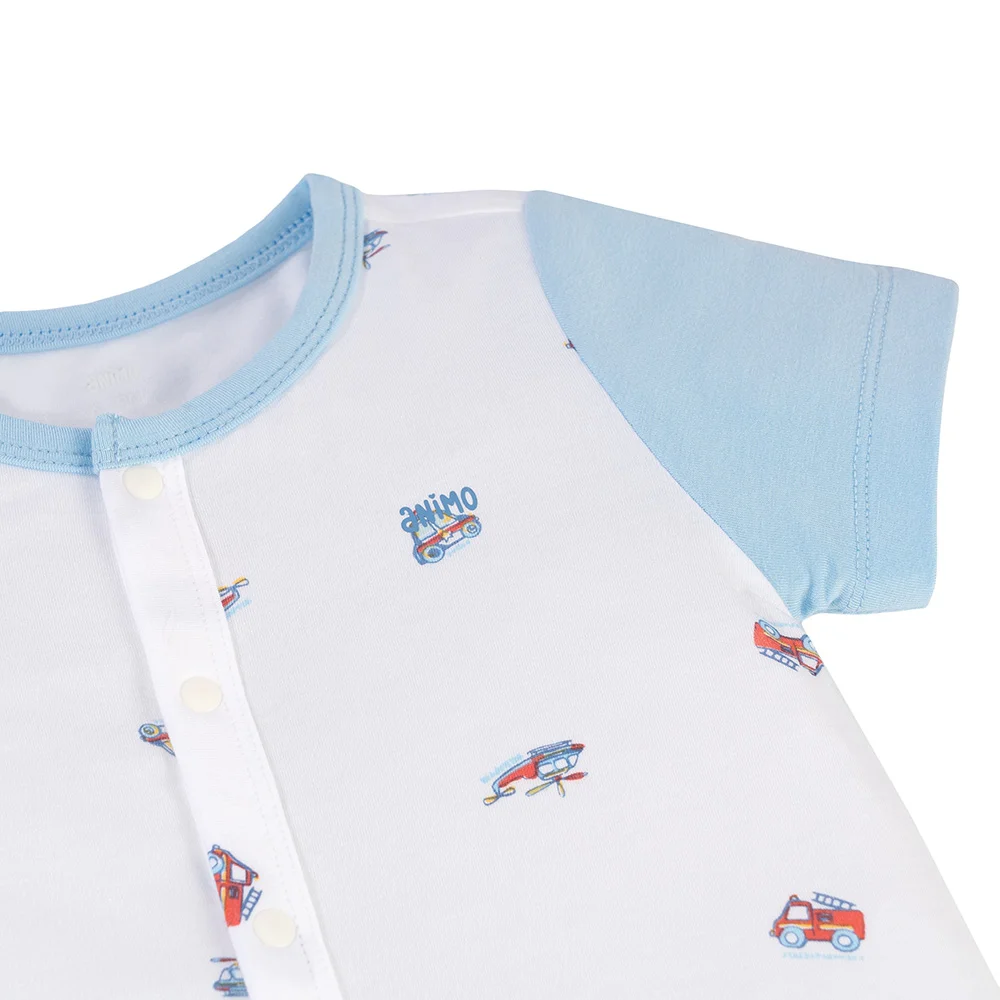 Set 2 Bodysuit modal kháng khuẩn đùi Animo VD0225020 (0-12M,Xanh-trắng,TT06)