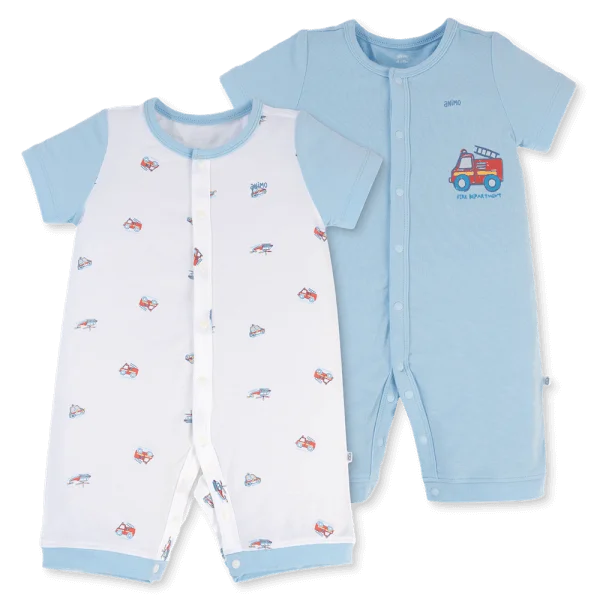 Set 2 Bodysuit modal kháng khuẩn đùi Animo VD0225020 (0-12M,Xanh-trắng,TT06)