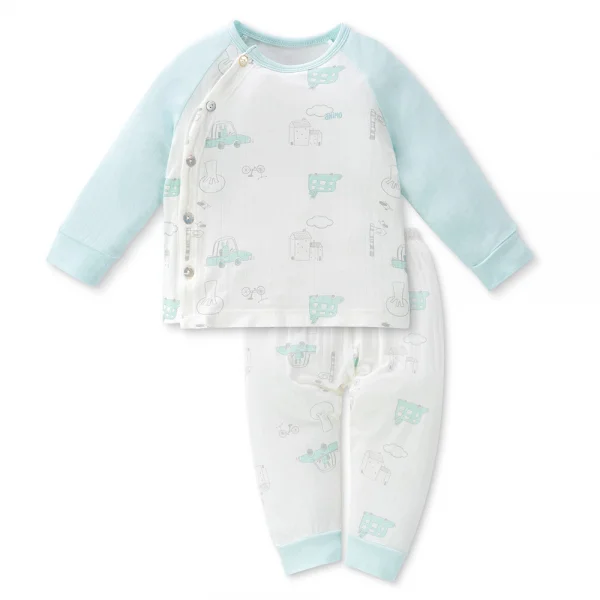 Bộ modal jacquard dài Animo KV1124013 (0-24M,Xanh ngọc)