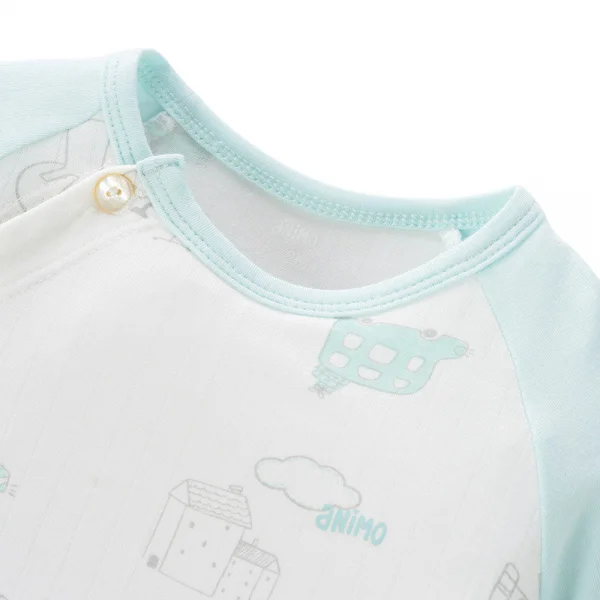 Bộ modal jacquard dài Animo KV1124013 (0-24M,Xanh ngọc)