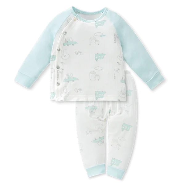 Bộ modal jacquard dài Animo KV1124013 (0-24M,Xanh ngọc)