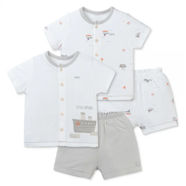 Set 2 Bộ modal kháng khuẩn ngắn Animo VD0225015 (0-24M,Xám-trắng,NN06)