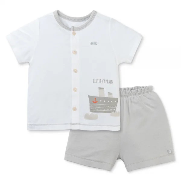 Set 2 Bộ modal kháng khuẩn ngắn Animo VD0225015 (0-24M,Xám-trắng,NN06)