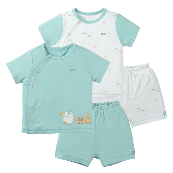 Set 2 Bộ modal kháng khuẩn ngắn Animo VD0225014 (0-24M,Xanh-trắng,DD06)