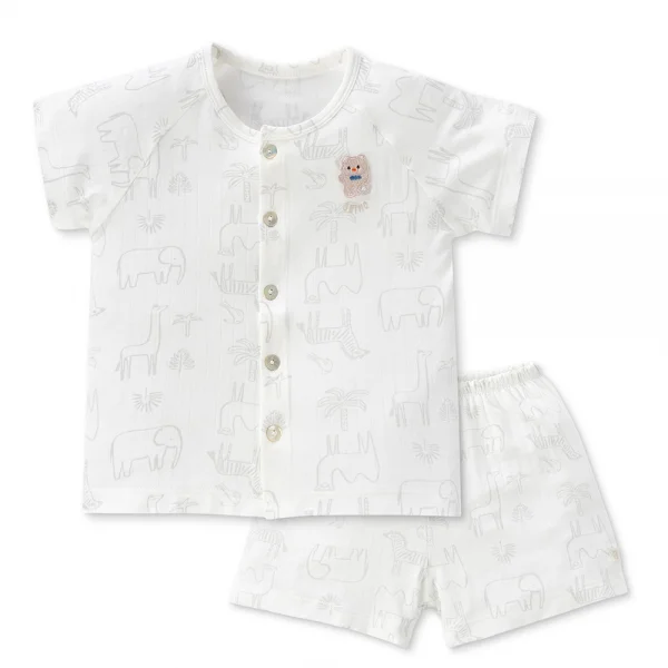 Bộ modal jacquard ngắn Animo KV1124010 (0-24M,Trắng)