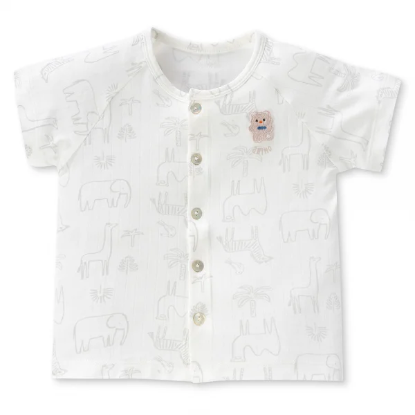 Bộ modal jacquard ngắn Animo KV1124010 (0-24M,Trắng)