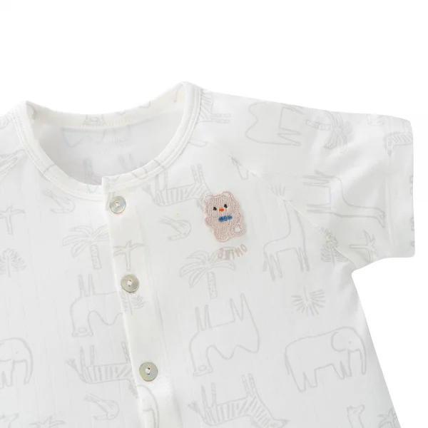 Bộ modal jacquard ngắn Animo KV1124010 (0-24M,Trắng)