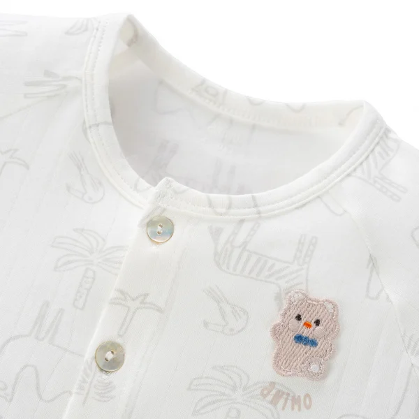 Bộ modal jacquard ngắn Animo KV1124010 (0-24M,Trắng)